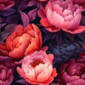 Colorful Peony Gradients Seamless Pattern for Invitations and Scrapbooking.