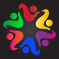 People logo vector illustration. colorful people union teamwork success education school kids circle abstract design.