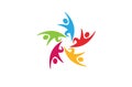 Colorful People Abstract Five Group Team Logo