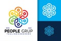Colorful people grup logo design vector symbol icon illustration