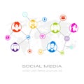 Colorful People Silhouette Social Media Profile Icons Network Communication Users Connection Concept Royalty Free Stock Photo