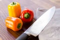 Colorful Peppers and Chef Knife