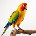 colorful perched parot on white background, AI Generative