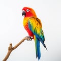 colorful perched parot on white background, AI Generative