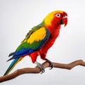colorful perched parot on white background, AI Generative