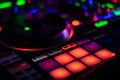 Colorful Performance MPC Pads on DJ Controller with blurred jog wheel Royalty Free Stock Photo