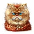 Colorful Persian cat head portrait realistic red orange white.