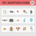 Colorful Pet Adoption Icons On White Square Background