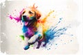 Colorful pet labrador puppy dog watercolor painting