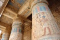 colorful pharaonic decorations at Ramsess III temple in luxor (medinet Habu) Royalty Free Stock Photo