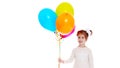 Little girl with helium balloons.Holiday concept, happy childhoo Royalty Free Stock Photo