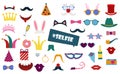 Colorful photo booth props set vector illustration Royalty Free Stock Photo