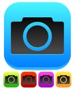 Colorful Photo Camera Icons - W/ Rounded Black Camera Symbol