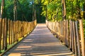 Colorful Photo of the Park on a Sunny Autumn day - Wooden Bridge in the Middle of it Royalty Free Stock Photo