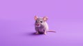 Colorful Photorealistic Rendering Of A Cute Rat On Purple Background