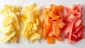 Colorful Pickled Ginger Variations on White Background Royalty Free Stock Photo