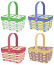 Colored picnic baskets