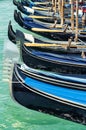 Colorful picture with gondolas moored on Grand Canal near Saint Mark square, in Venice Italy Royalty Free Stock Photo