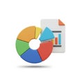 Colorful pie chart and bar graph document representing data analysis isolated on white background Royalty Free Stock Photo