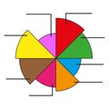 Colorful pie chart. Infographic data visualization. Segmented circular graph. Statistical vector element.