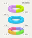 Colorful pie chart infographics