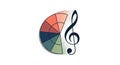 Colorful pie chart with music note icon, creative design concept Royalty Free Stock Photo