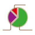 Colorful pie chart. Segmented data visualization. Vector business graphic. Statistical analysis.