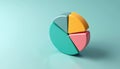 Colorful pie chart segments appear to float. Clean 3D graphic shows data. Simple background emphasizes digital report. Visual Royalty Free Stock Photo