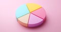A colorful pie chart with six segments on a pink background Royalty Free Stock Photo
