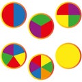 Colorful pie charts. Segment circle graphics. Data analysis symbols. Vector infographic elements.