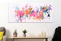 a colorful piece of abstract wall art on a white wall