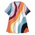 Colorful Japanese Abstraction Dress: Bold And Minimalist Fashion