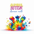 A colorful piece of puzzle on a white background. Autism awareness.