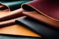 Colorful Pieces of Leather for Handmade Bags, Wallets, Shoes, and Accessories. created with Generative AI