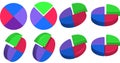 Colorful piecharts on white background - perfect for an article about data analysis Royalty Free Stock Photo