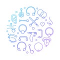 Colorful piercing vector round illustration on white background Royalty Free Stock Photo