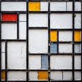 Colorful Piet Mondrian Inspired Painting With Steel Iron Frame Construction