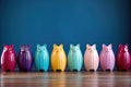 colorful piggy banks in a row, with one standing higher, symbolizing growing savings Royalty Free Stock Photo