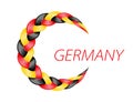 Colorful pigtail Germany flag. Curly wavy vector.