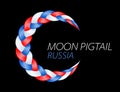 Colorful pigtail russian flag. Curly wavy vector.