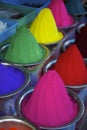 Colorful Piles of Indian Bindi Powder at Local Market