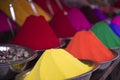 Colorful Piles of Indian Bindi Powder at Outdoor Market Royalty Free Stock Photo