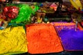 Colorful piles of powdered. display for sell. Royalty Free Stock Photo