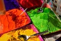 Colorful piles of powdered. display for sell. Royalty Free Stock Photo