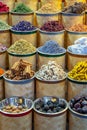 Colorful piles of spices in Dubai souks, UAE Royalty Free Stock Photo