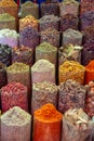 Colorful piles of spices in Dubai souks, UAE Royalty Free Stock Photo