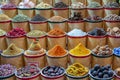 Colorful piles of spices in Dubai souks United Arab Emirates