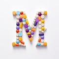 Colorful Pill Alphabet M: Whimsical Pills In Jarring Juxtapositions