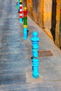 Colorful pillars of old town in Tarragona