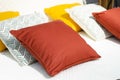 Colorful Pillow on a hotel bed Royalty Free Stock Photo